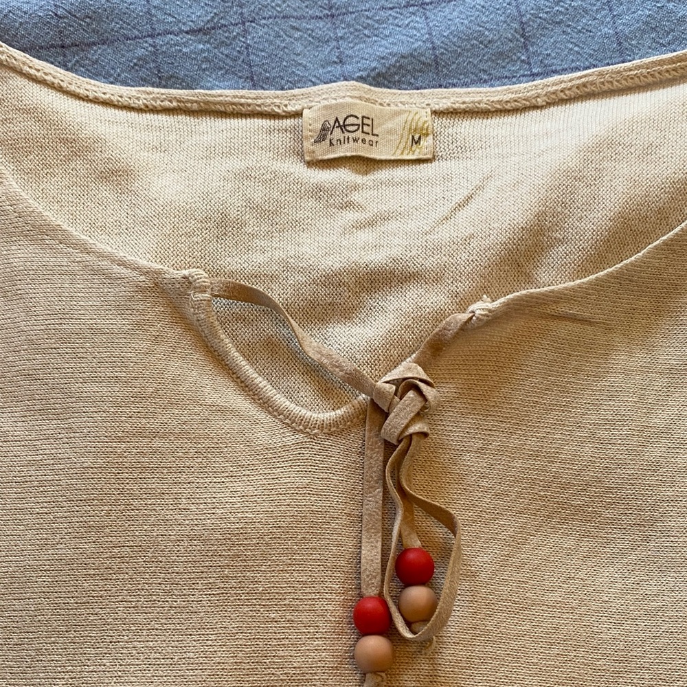 Knitwear Beige Tie-Front Poncho